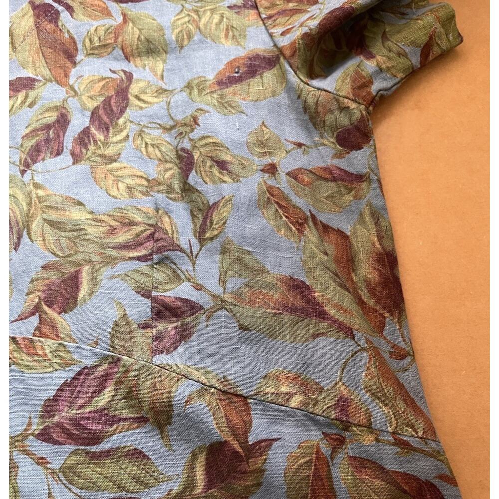 VTG Tom Tom California 100% Linen Maxi Dress S Periwinkle Floral Cottagecore USA - Picture 10 of 16